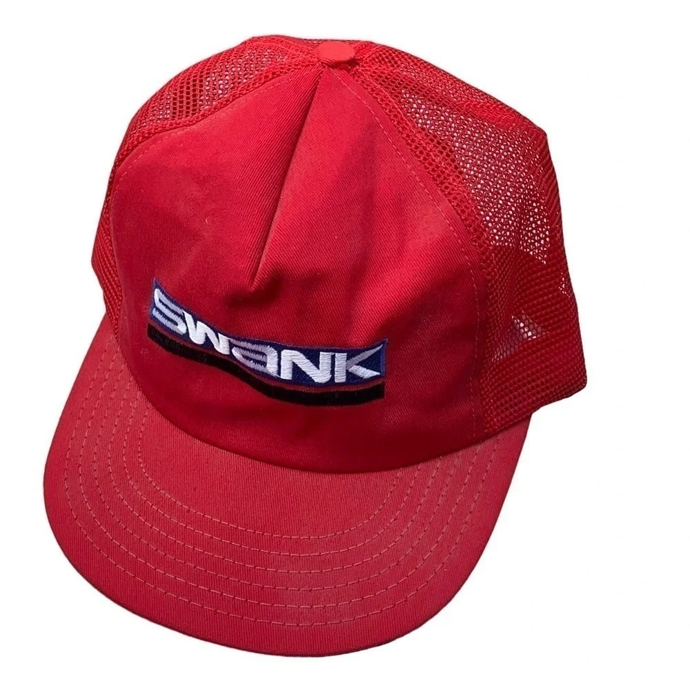 Vintage Embroidery Swank SnapBack Mesh Trucker Hat 80 90s Made in USA